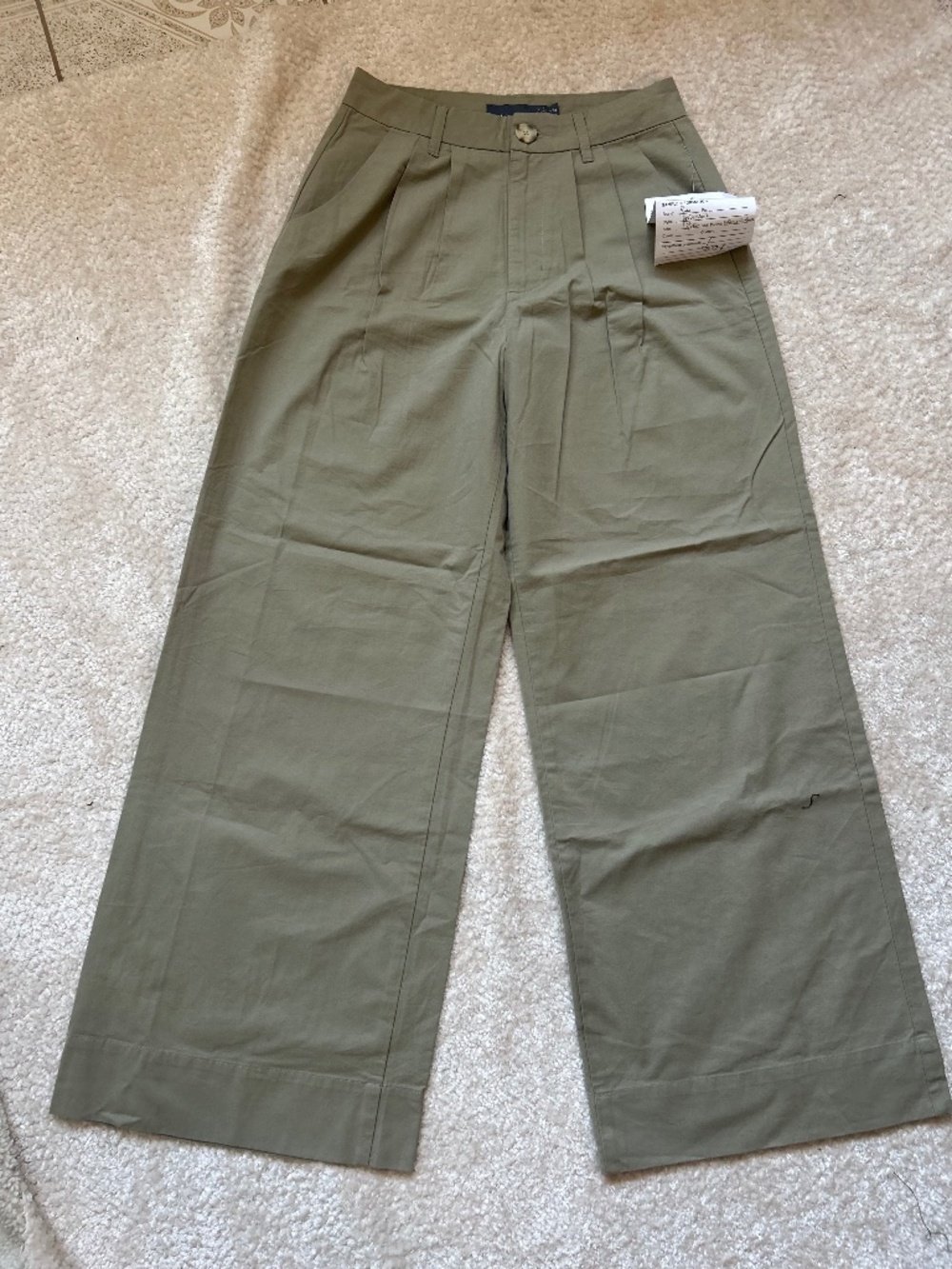 Indigo Rising Khaki Green Pleated Wide-Leg High-Waisted Trouser Pant - 7-28